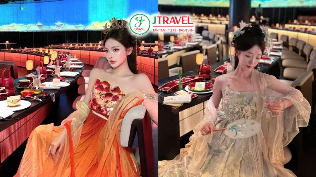 Du khách tạo dáng chụp ảnh trong trang phục Hanfu tại Hàng Châu