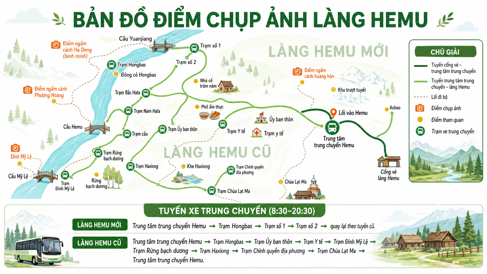 Bản đồ điểm chụp ảnh tại Hemu
