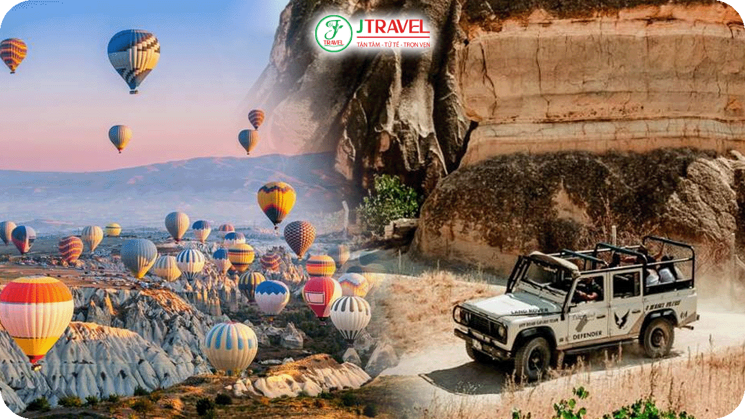Du khách có thể lựa chọn Bay khinh khí cầu hoặc du ngoạn bằng xe Jeep