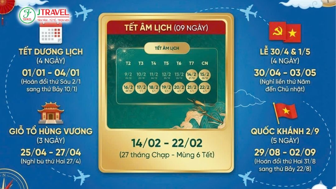 Lịch nghỉ lễ năm 2026