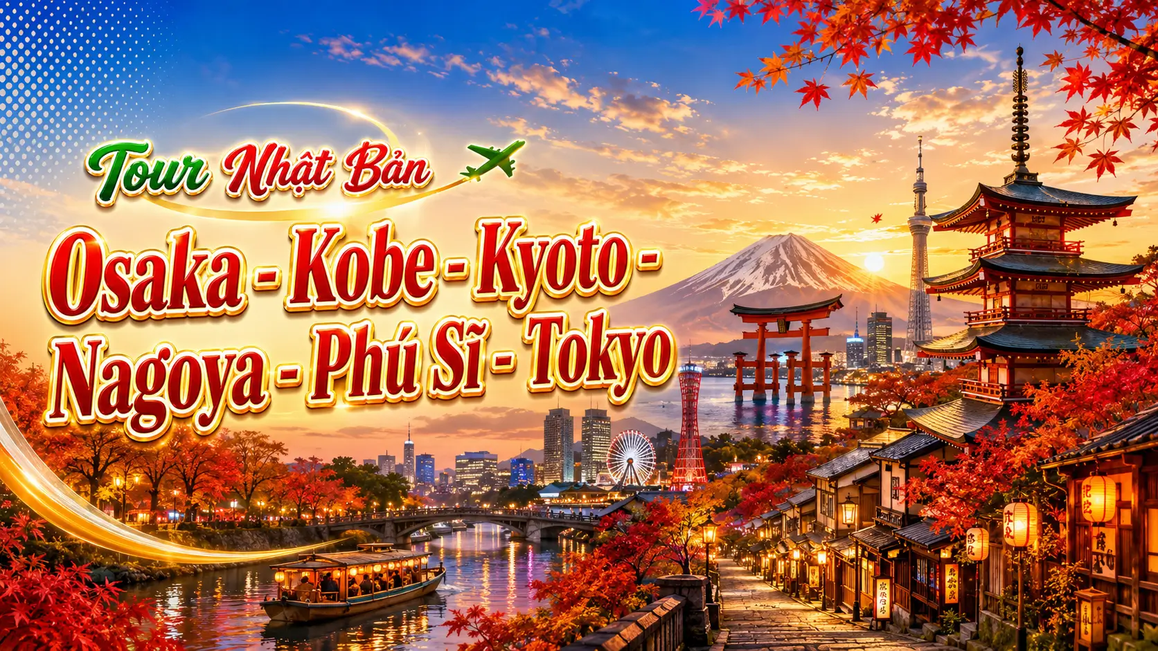 Tour Mùa Thu Nhật Bản: Osaka – Kobe – Kyoto – Nagoya – Phú Sĩ – Tokyo 6N5Đ