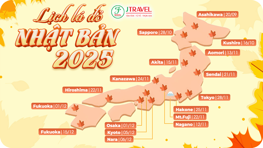 Lịch lá đỏ Nhật Bản chi tiết và mới nhất 2025