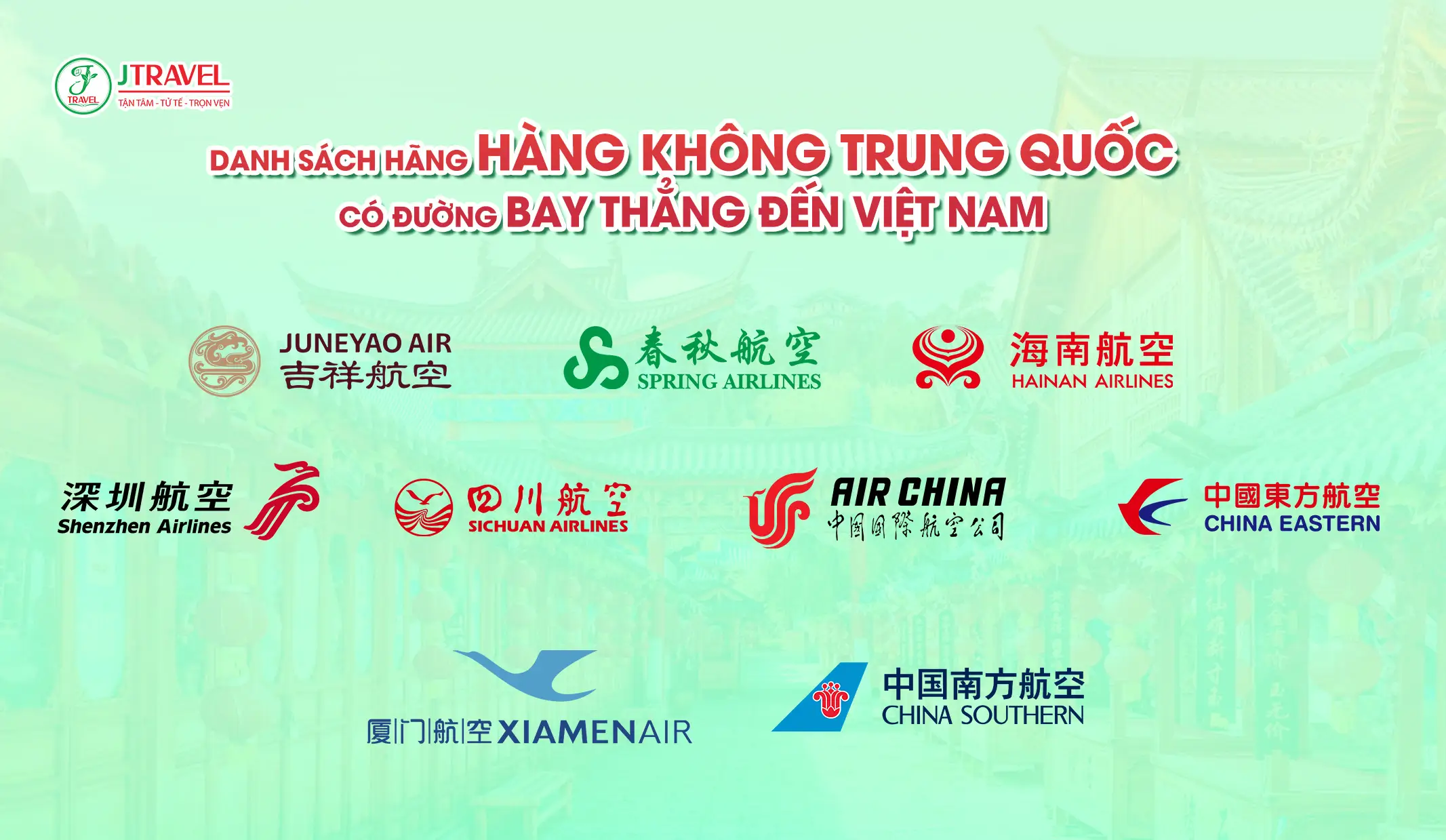 Danh sách hãng hàng không Trung Quốc có đường bay thẳng đến Việt Nam (cập nhật 2025) jtv