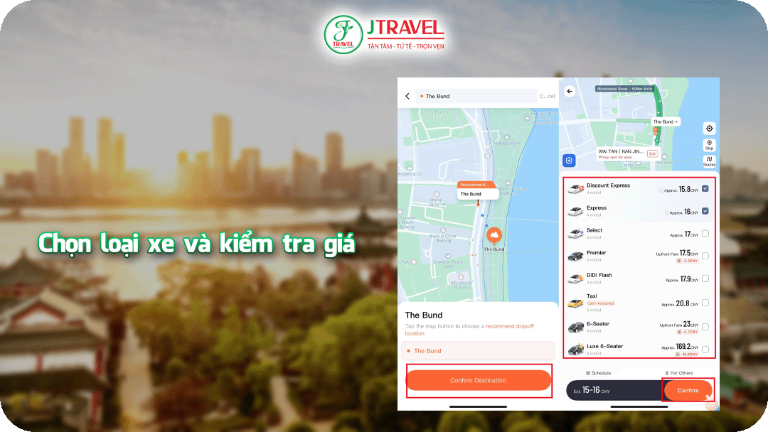 Chọn loại xe phù hợp trên Didi